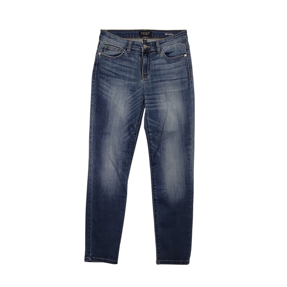 Judy Blue Relax Fit Jeans Women's 7/28 Blue Denim Mid Rise Stretch Medium Wash